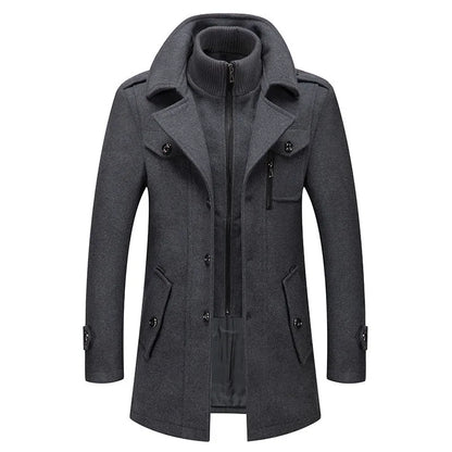 Cold Resistant Double Collar Wool Coat - Men's Fashion Business Winter Overcoat