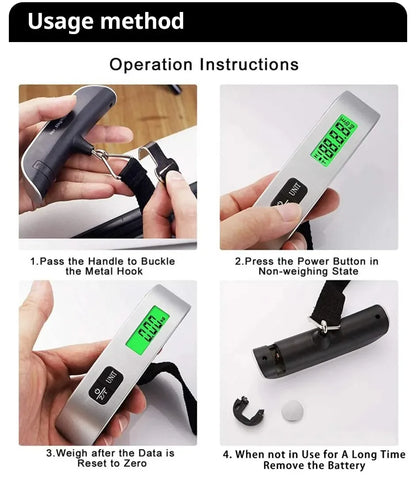 Portable Handheld Digital Travel Luggage Scale - .110lb/50kg with LCD Display, Mini Pocket-Size Electronic Weighing Tool