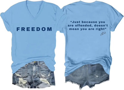Freedom Shirt Freedom Double-Sided Letter Print Short Sleeve T-Shirt for Men Women, Unisex Tee Tops