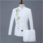 2025 New Men's Chinese Style Applique Suits Slim Fit Flower Set Male Wedding Prom Party Dress Blazers Jacket and Pants