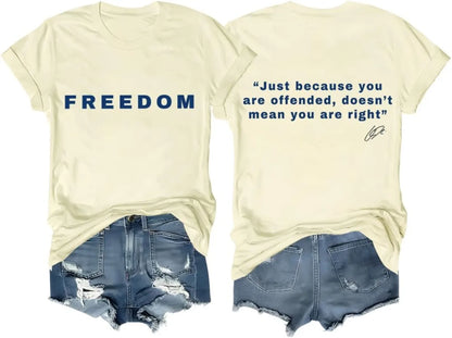 Freedom Shirt Freedom Double-Sided Letter Print Short Sleeve T-Shirt for Men Women, Unisex Tee Tops