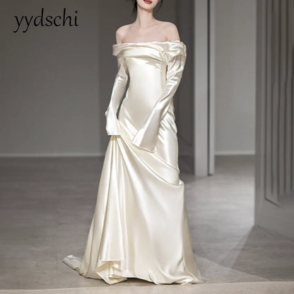 Customized Evening Dresse Saudi Arabia Dubai Exquisite Prom Dress 2025 for Women vestidos para mujer Formal Elegant ivory satin