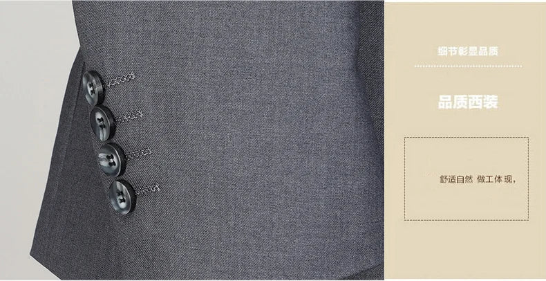 Suit  (Blazer+ Trousers) Men's Casual Formal Business Gentleman Solid Color Hosting Four Seasons Slimming Wedding Fashion Suit