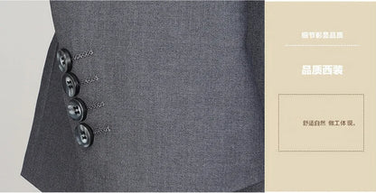 Suit  (Blazer+ Trousers) Men's Casual Formal Business Gentleman Solid Color Hosting Four Seasons Slimming Wedding Fashion Suit