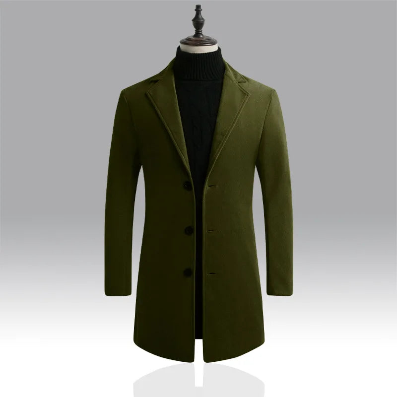 Autumn and Winter Men's Woolen Coat  Over Coat Long Winter Mens Wool Coats and Jackets