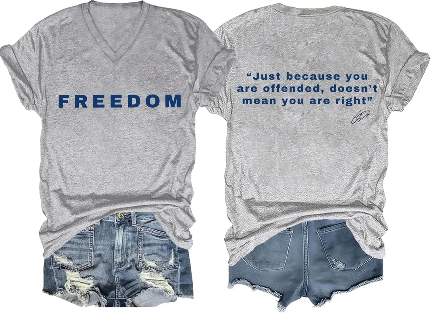 Freedom Shirt Freedom Double-Sided Letter Print Short Sleeve T-Shirt for Men Women, Unisex Tee Tops