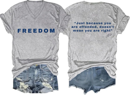Freedom Shirt Freedom Double-Sided Letter Print Short Sleeve T-Shirt for Men Women, Unisex Tee Tops