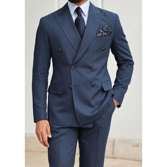 Elegant Set Man Suits Men's Clothing Men's Two-piece Pinstripe Suit Pants Sets Fashionable Comfortable and Casual Suit Costumes
