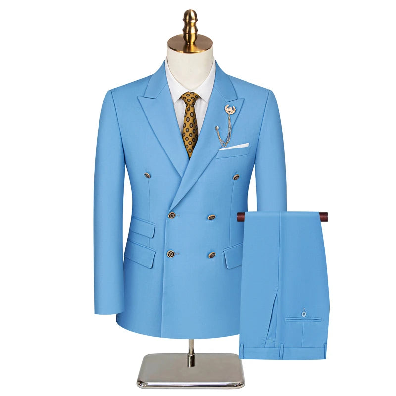 Men's Suit (Blazer+Vest+Trousers) Fashionable Gentleman Business Double-breasted British-style Banquet Host Casual Wedding Suit