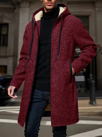 Winter Men's Long Overcoat Jackets Casual Hooded Cardigans Men Outwear Liner Thickened Warm Hoodies Oversize Winter Top Jacket