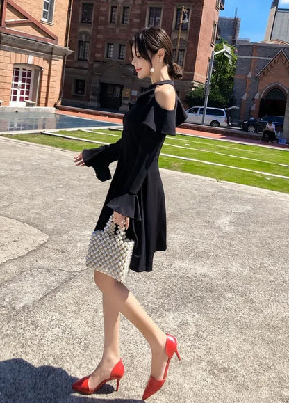 Dresses for Women Sensual Sexy Trend Black Woman Long Sleeve Dress Clothes Chic and Elegant Pretty Curvy New In Hot Designer X G