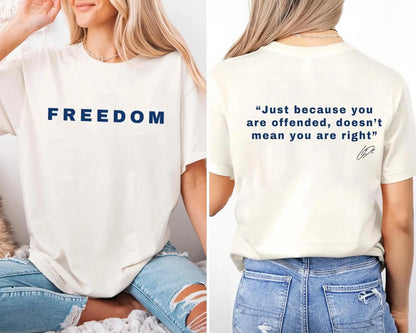 Freedom Shirt Freedom Double-Sided Letter Print Short Sleeve T-Shirt for Men Women, Unisex Tee Tops