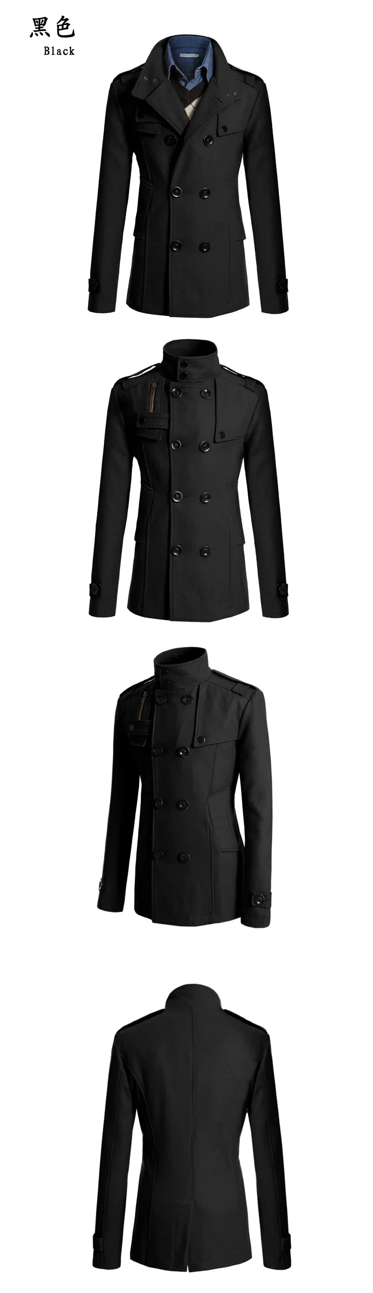 Men's Woolen Overcoat for Autumn and Winter. Korean Style Men's Clothing, Fashionable Slim-fit Double-breasted Mid-to-long Coat.