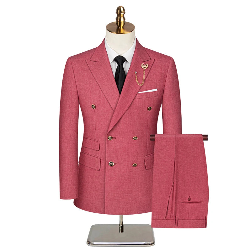 Men's Suit (Blazer+Vest+Trousers) Fashionable Gentleman Business Double-breasted British-style Banquet Host Casual Wedding Suit