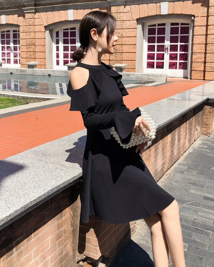 Dresses for Women Sensual Sexy Trend Black Woman Long Sleeve Dress Clothes Chic and Elegant Pretty Curvy New In Hot Designer X G