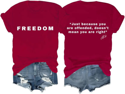 Freedom Shirt Freedom Double-Sided Letter Print Short Sleeve T-Shirt for Men Women, Unisex Tee Tops