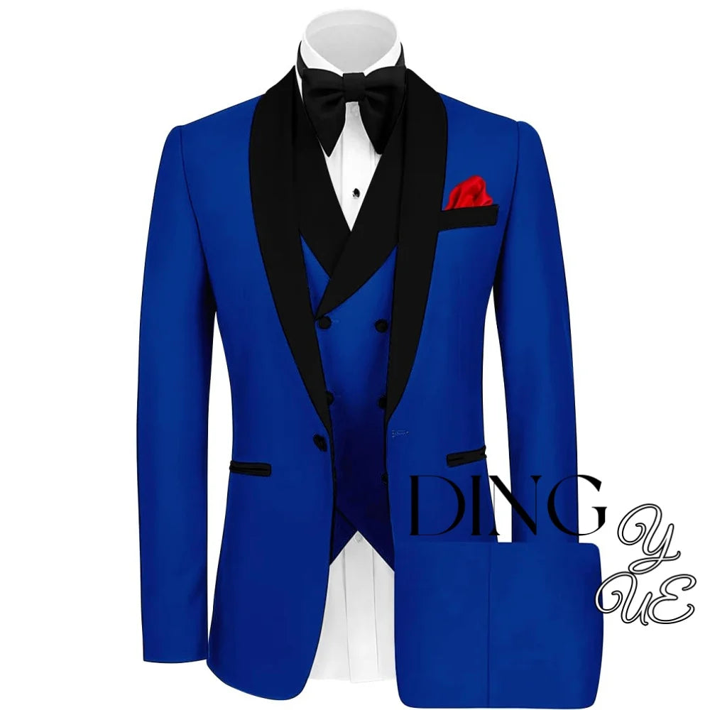 Mens Tuxedo Suit for Men 3 Piece Suit Men Slim Fit Suits One Button Shawl Lapel Wedding Suit Tuxedos Prom Suit costume homme