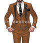 Fashion Men's 3piece Suit Sets Casual Trendy Business Solid Color Turn-down Collar Sngle Button Blazers Trousers Male Clothes