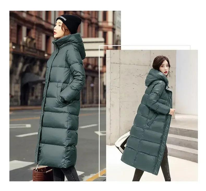 Thick Cotton Coats 2025 Winter Parka Black Jackets Women's Long Parkas Hooded Warm Winter Coats Female Black Overcoats