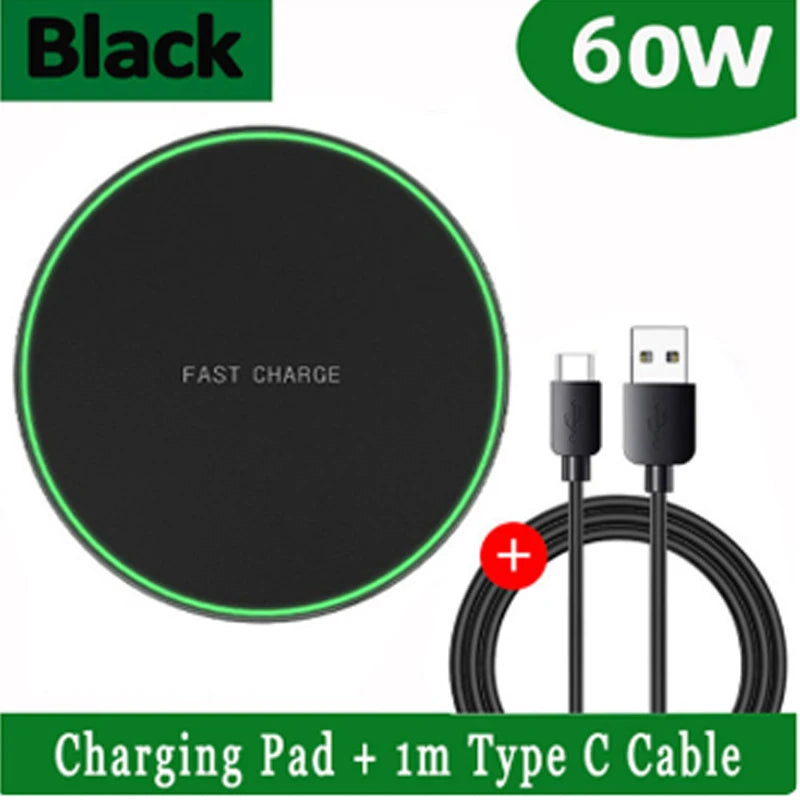 60W Wireless Charger For Ulefone Power Armor 18 18T 19 13 14 Pro Armor 11 11T 12 12S 17 Pro Phone Wireless Charging Pad