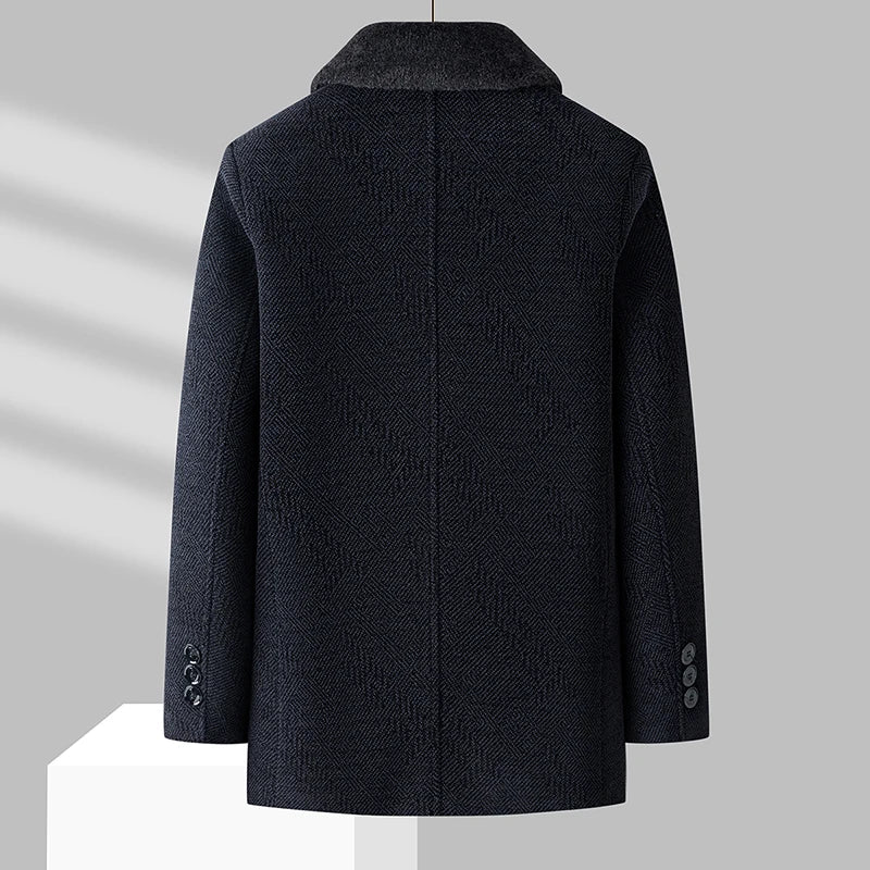 Men Woolen Coats Men's business Casual Trench Coat Winter Coat with wool liner Men 2026 Autumn Winter Wool Coat
