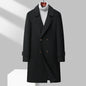 Top Quality Winter Wool Long Coats for Men Double-breasted Padded Cotton Woolen Long Coat Warm Business Mens Windbreaker Jacket