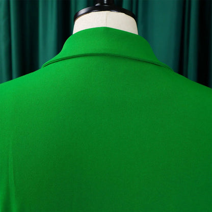 Women’s Elegant Notched Collar Dress, Long Sleeve Pleated Mid-Calf Dress with Waist Sash