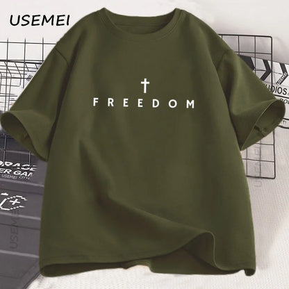 Freedom T-Shirt Charlie Kirk Christian T Shirt Jesus Minimalist Christian Tees Cotton Comfortable Unisex Tee Shirt Streetwear