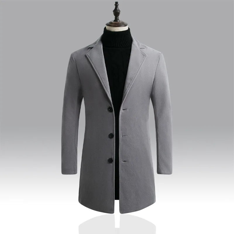 Autumn and Winter Men's Woolen Coat  Over Coat Long Winter Mens Wool Coats and Jackets