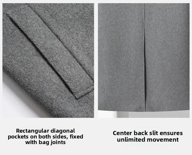 Top Quality Winter Wool Long Coats for Men Double-breasted Padded Cotton Woolen Long Coat Warm Business Mens Windbreaker Jacket