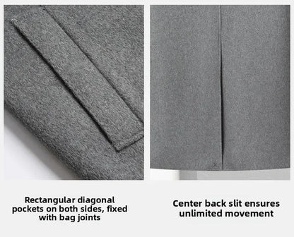 Top Quality Winter Wool Long Coats for Men Double-breasted Padded Cotton Woolen Long Coat Warm Business Mens Windbreaker Jacket