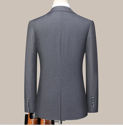 Suit  (Blazer+ Trousers) Men's Casual Formal Business Gentleman Solid Color Hosting Four Seasons Slimming Wedding Fashion Suit