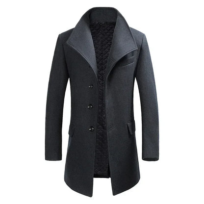 Men British Style Overcoats Business Casual Woolen Coats New Winter Man Thicker Warm Trench Coats Quality Long Jacket