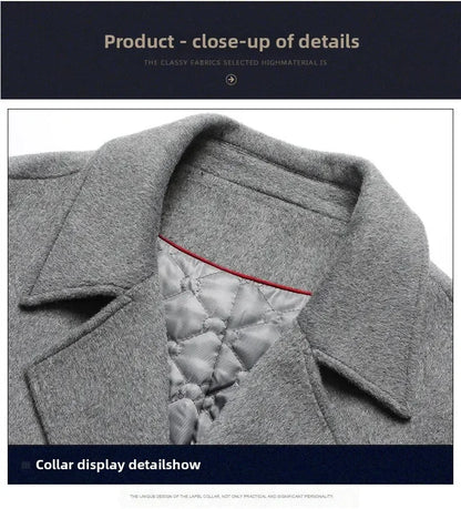 Top Quality Winter Wool Long Coats for Men Double-breasted Padded Cotton Woolen Long Coat Warm Business Mens Windbreaker Jacket