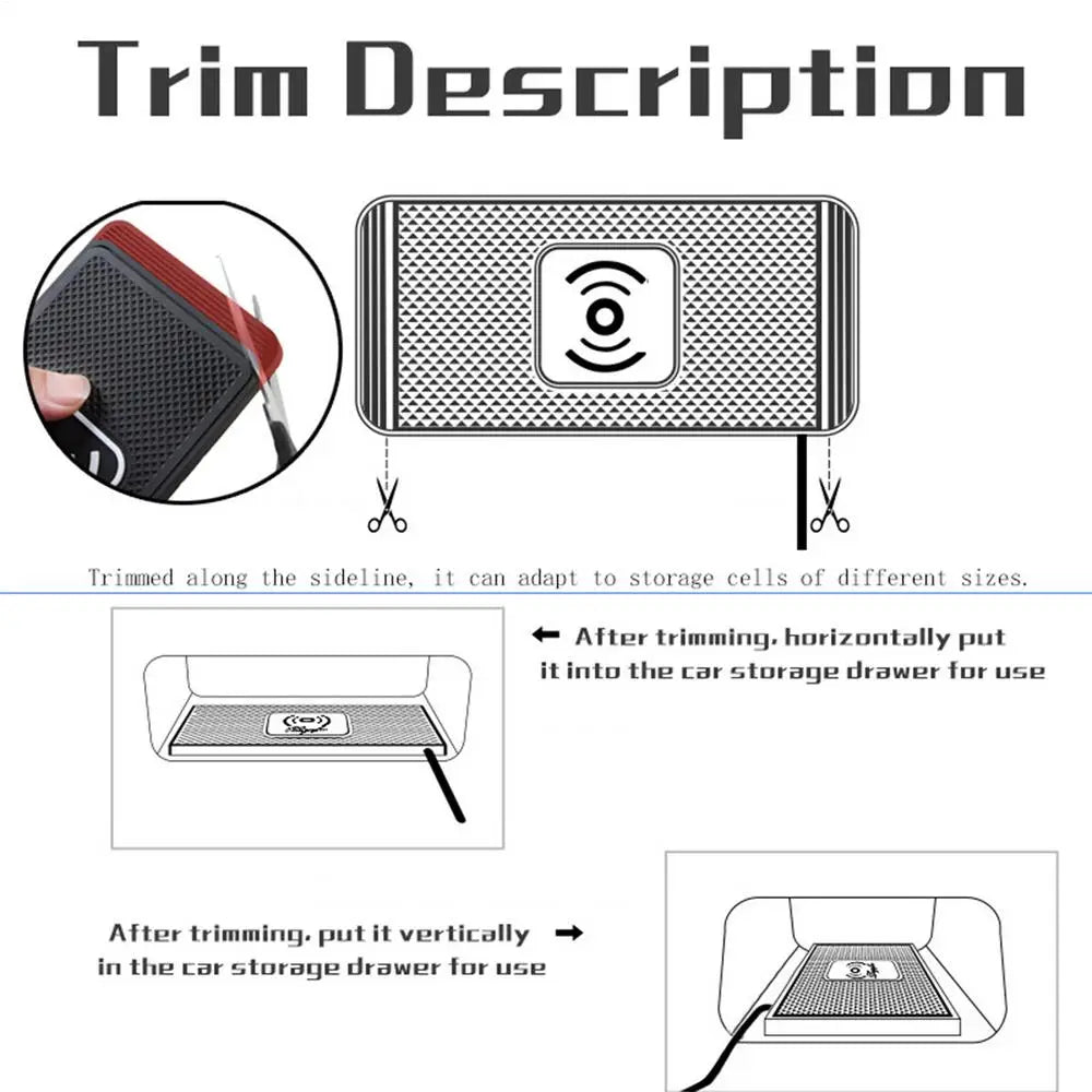 Wireless Car Charger Pad Wireless Phone Charger for Car 39 Inch Cable Automatic Sensing Non-Slip Charging Mat for Phone Vehicle
