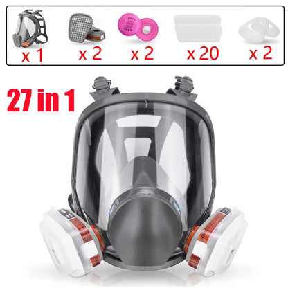 27 In 1 6800 Industrial Painting Spraying Respirator Gas Mask 15 In 1 Suit Safety Work Filter Dust Full Face Mask Replace MMM