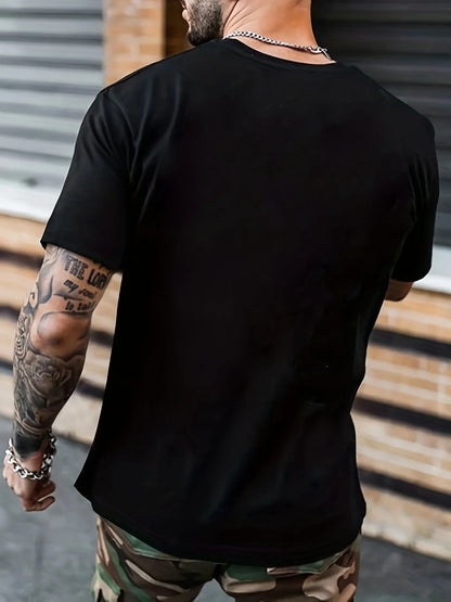 Men's 100% cotton summer fashionable casual loose plus size freedom graphic printed sports round neck short sleeved T-shirt top