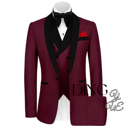 Mens Tuxedo Suit for Men 3 Piece Suit Men Slim Fit Suits One Button Shawl Lapel Wedding Suit Tuxedos Prom Suit costume homme