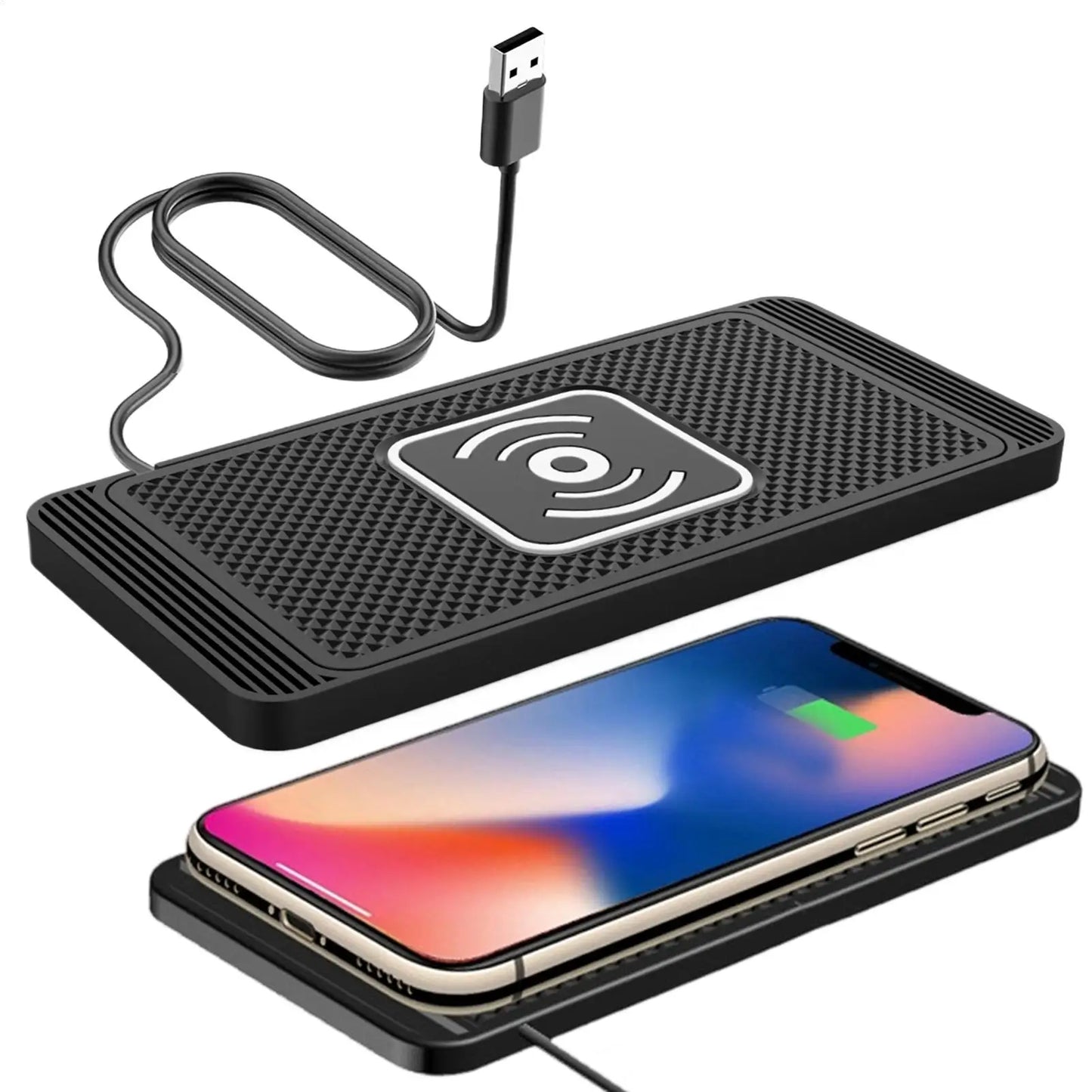 Wireless Car Charger Pad Wireless Phone Charger for Car 39 Inch Cable Automatic Sensing Non-Slip Charging Mat for Phone Vehicle
