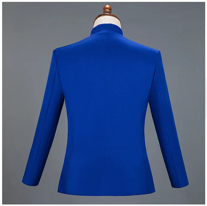 2025 New Men's Chinese Style Applique Suits Slim Fit Flower Set Male Wedding Prom Party Dress Blazers Jacket and Pants