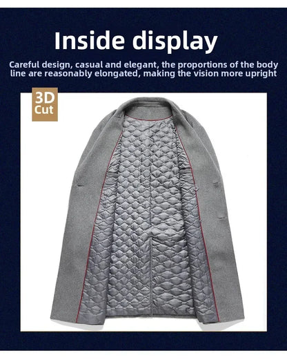 Top Quality Winter Wool Long Coats for Men Double-breasted Padded Cotton Woolen Long Coat Warm Business Mens Windbreaker Jacket