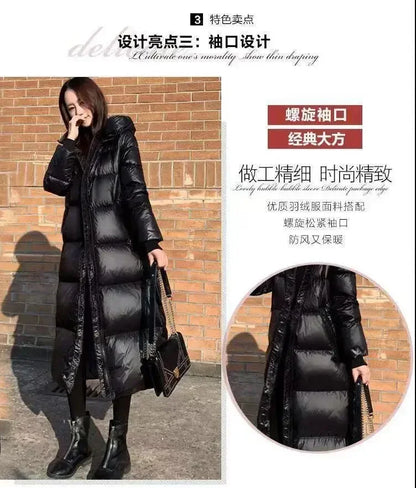 Thick Cotton Coats 2025 Winter Parka Black Jackets Women's Long Parkas Hooded Warm Winter Coats Female Black Overcoats