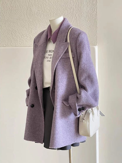 Coats for Woman Autumn Winter New Elegant Long Sleeves Short Woolen Jacke Korean Fashion Casual Loose Keep Warm Versatile Coats