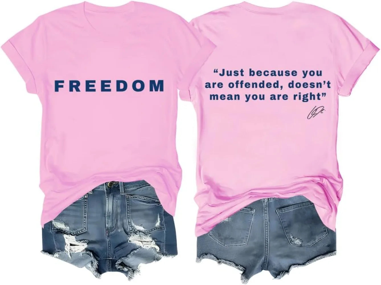 Freedom Shirt Freedom Double-Sided Letter Print Short Sleeve T-Shirt for Men Women, Unisex Tee Tops