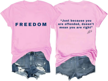 Freedom Shirt Freedom Double-Sided Letter Print Short Sleeve T-Shirt for Men Women, Unisex Tee Tops