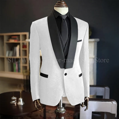 Men Suits High Quality Black Velvet 3 Piece Jacket Pants Vest Elegant Blazer Luxury Outfits Wedding Evening Party Costume Homme