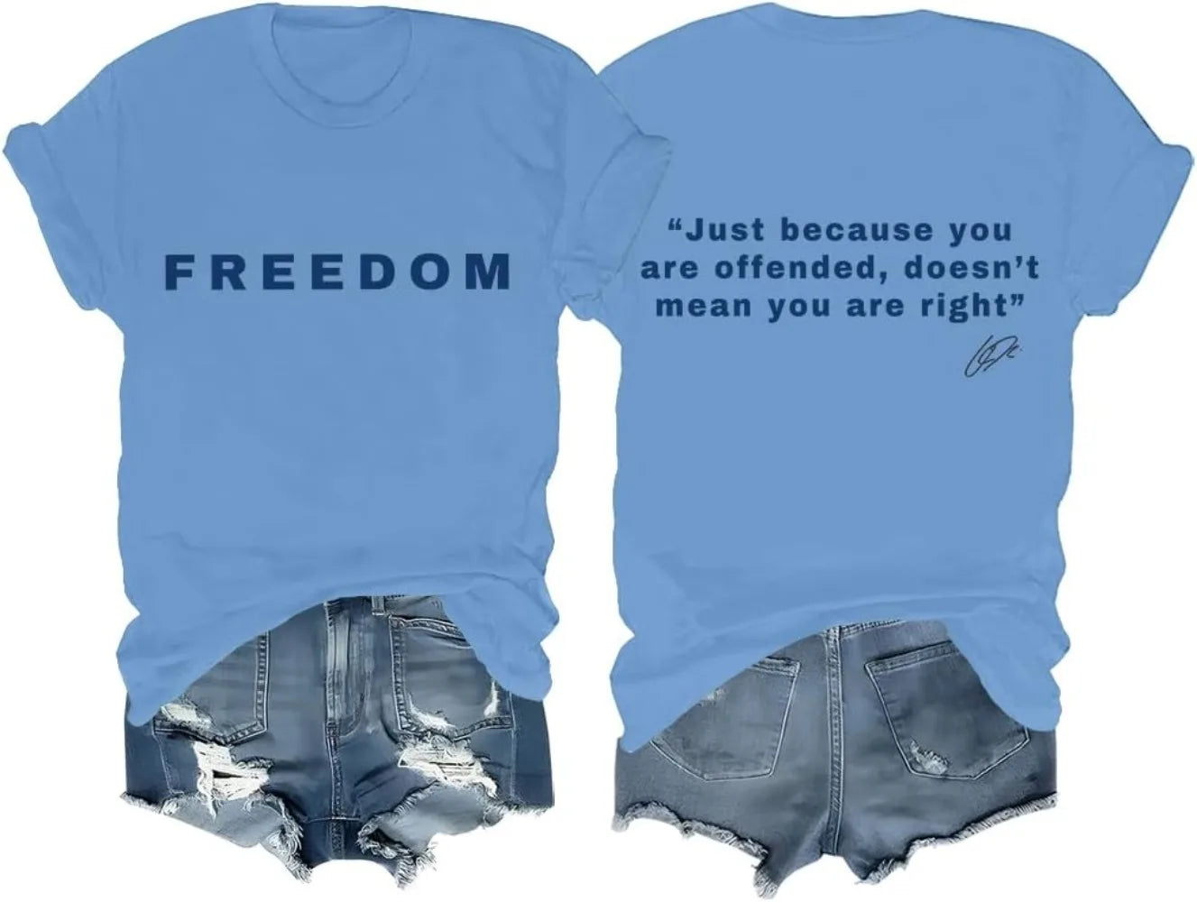 Freedom Shirt Freedom Double-Sided Letter Print Short Sleeve T-Shirt for Men Women, Unisex Tee Tops