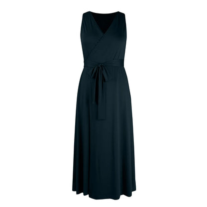 dresses for women elegant party dresses V-neck Sleeveless Belt Evening Dresses  Solid Color Solid Color dress vestidos femenino