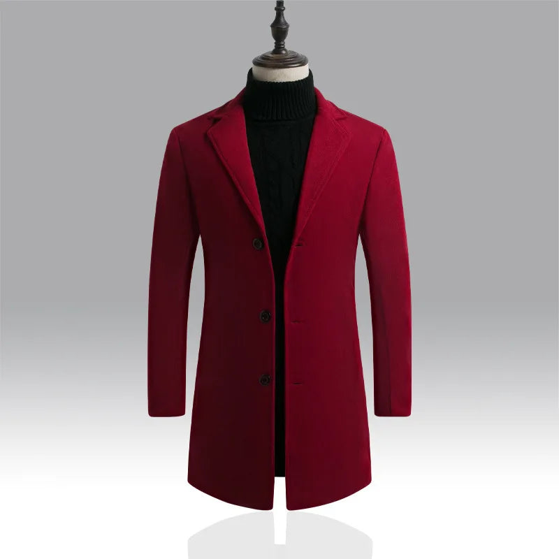 Autumn and Winter Men's Woolen Coat  Over Coat Long Winter Mens Wool Coats and Jackets