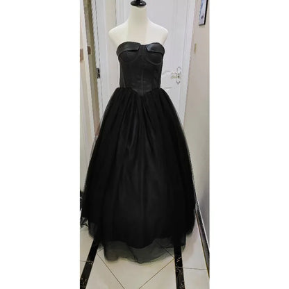 Black Evening Dress, Suitable for Everyday Wear, Birthday Party, Adult Ceremony, Hostess, Strapless Dress, Banquet, Long Dress